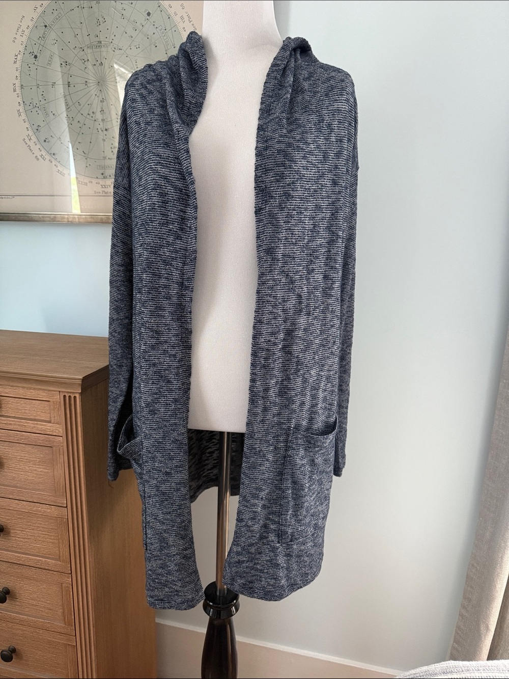 GAP Open Front Hooded Cardigan - Heathered Navy